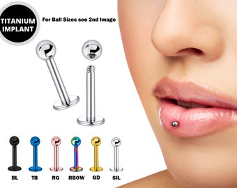 Titanium Ashley Piercing Lip Stud - 18g 16g 14g Labret Stud Piercing Also for Tragus Helix Cartilage Madonna Medusa Side Labret