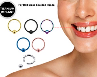 Frenulum Lip Piercing, Smile Piercing, Captive Bead Ring - Titanium Lip Ring Jewelry in many Colors - PVD Coating