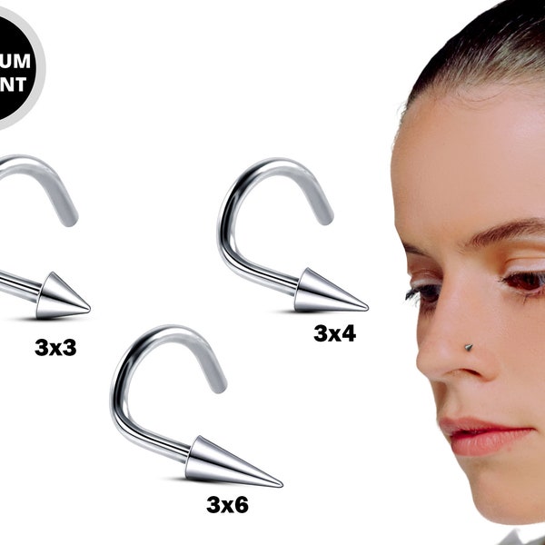 Nose Stud, Nose Ring - Titanium Spike Piercing in 3 Different Size for Nostril Jewelry - 18G 16G