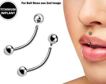 Titanium Jestrum Jewelry Lip Piercing, Vertical Medusa Piercing - External / Internal Curved Bar - Also Piercing Stud for Eyebrow, Rook