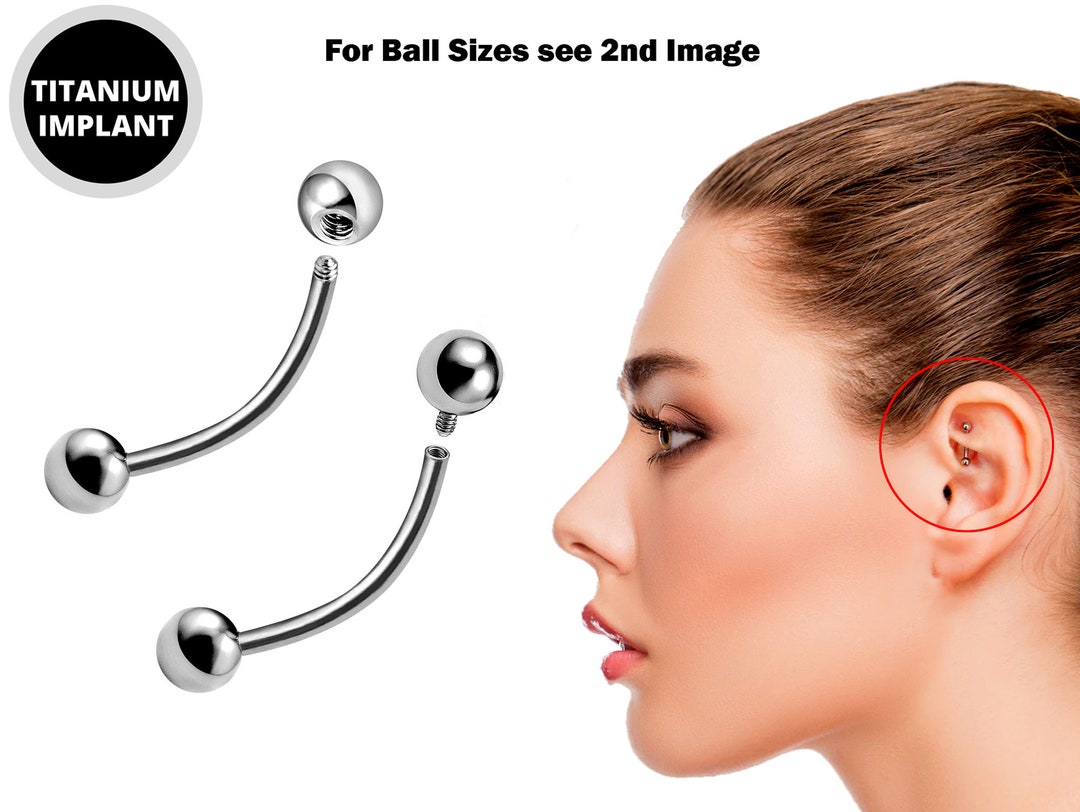 Titanium Rook Piercing Jewelry Earring 18g 16g 14g Curved Bar External or Internally Threaded