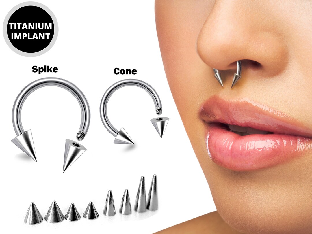Titanium Spike Horseshoe Ring Piercing 18g 16g 14g Cone Septum Jewelry Bull Piercing Also for Nipple PA Ring and Lips Etsy UK