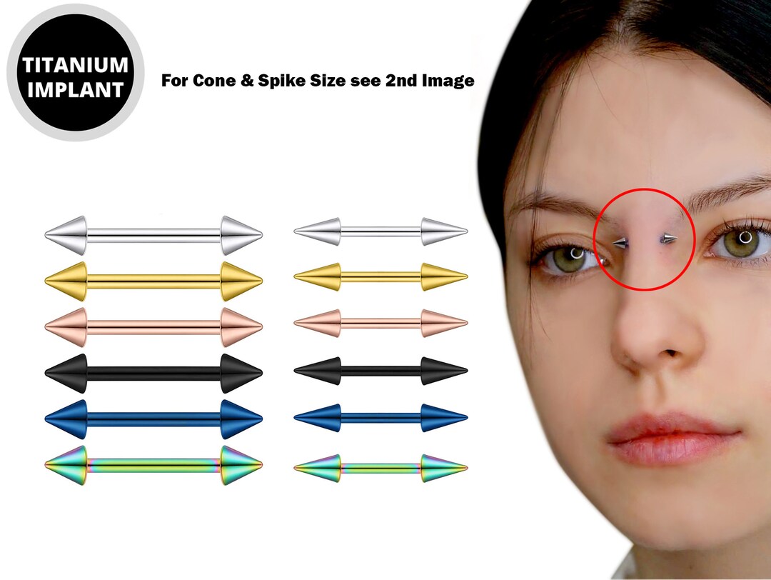 Spike Barbell Bridge Piercing, Nose Piercing Titanium 20G 18G 16G 14G