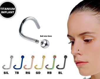 Titanium Indian Nose Studs Nostril Screw 20g 18g 16g Nose pin in many Colours - Vacuum Plated - Externally Threaded Ball