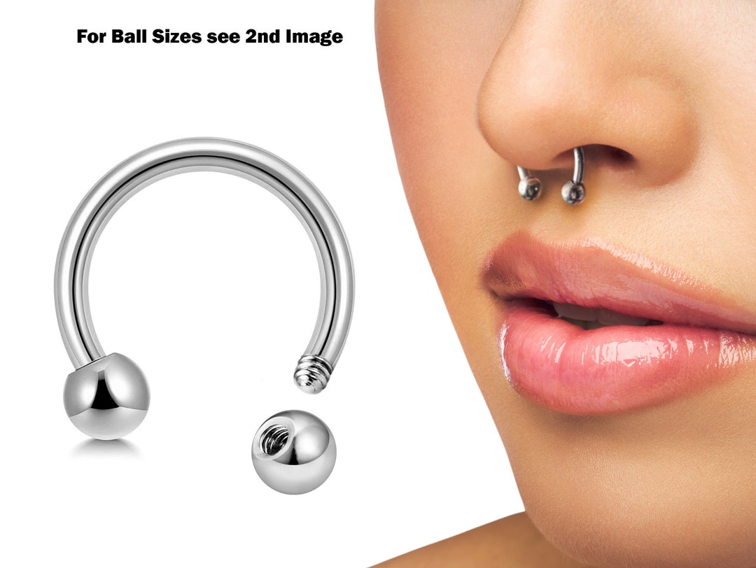 Circular Barbell Nose Ring Surgical Steel 18g 16g 14g 12g Horseshoe Ring Piercing Also for Helix