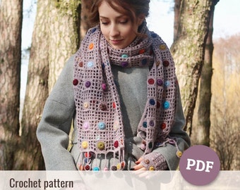 Crochet Scarf Pattern, Openwork Shawl DIY Tutorial (Digital Download)