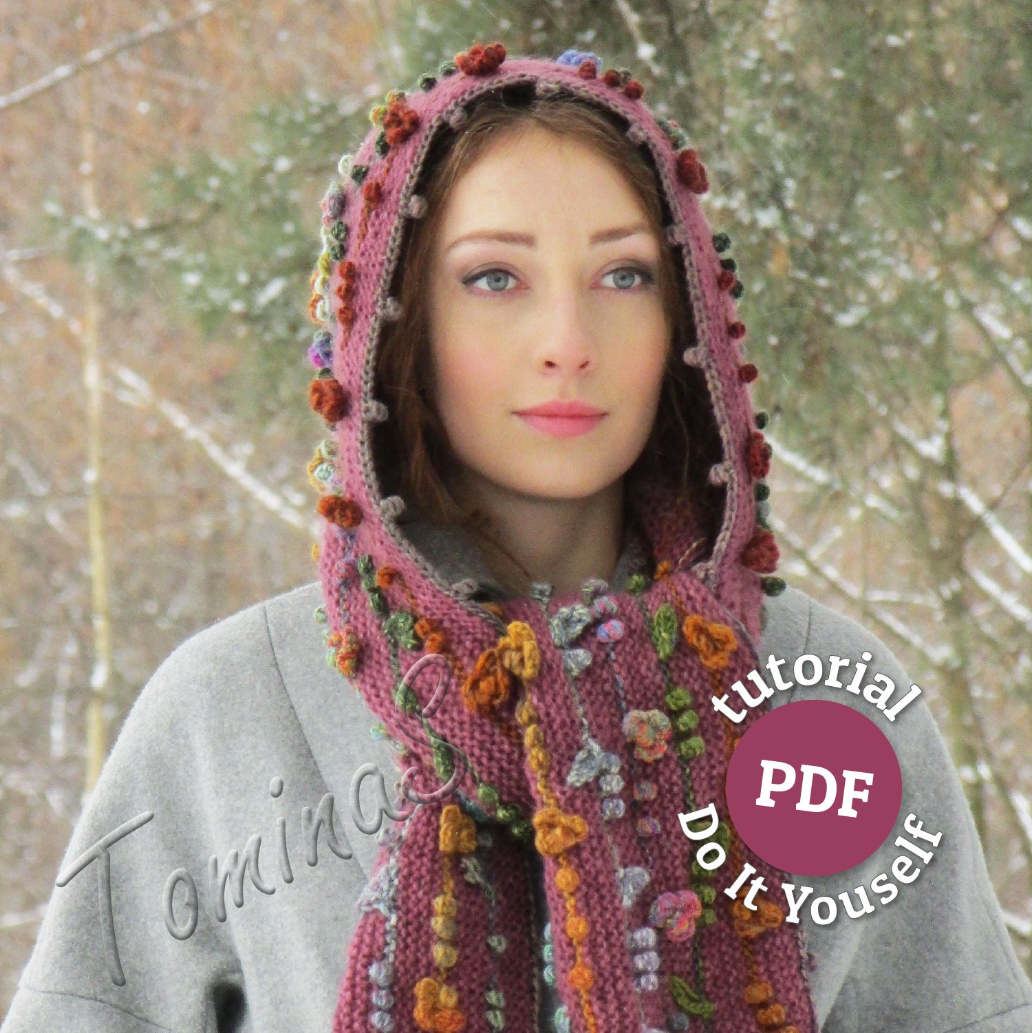Knitting Pattern Hooded Scarf Crochet Pattern Scarf Tutorial Etsy