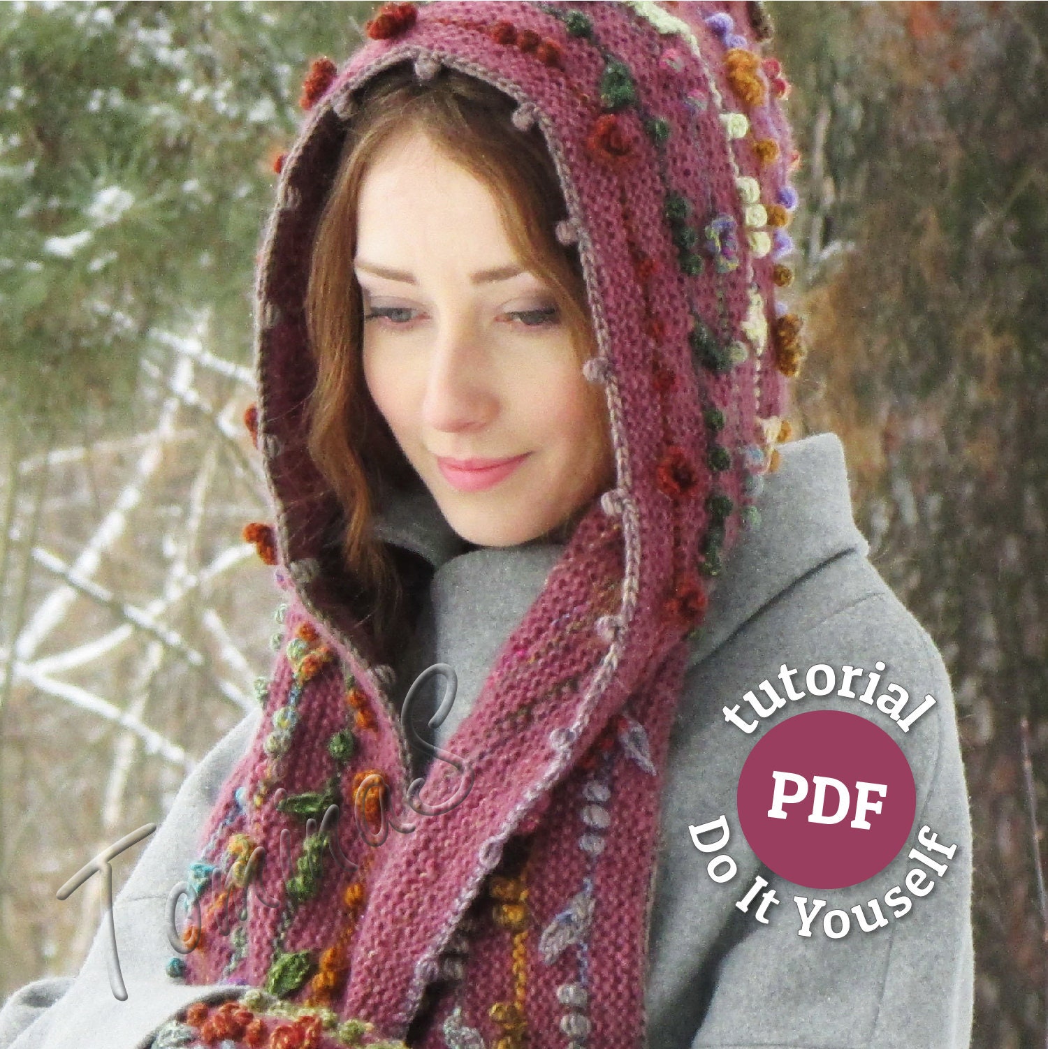 Knitting Pattern Hooded Scarf Crochet Pattern Scarf Tutorial Etsy