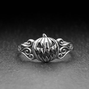 Sterling Silver Pumpkin Ring: Halloween Jewelry, Handmade