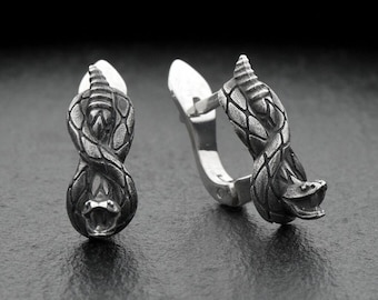 Sterling Silver Snake Earrings: Oxidized Serpent Jewelry