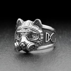 Sterling Silver Chemist Cat Ring, Perfect Gift, Cat Jewelry, Gift for Cat Lovers, Handmade Ring for Women and Men, Ring for Pet Lover