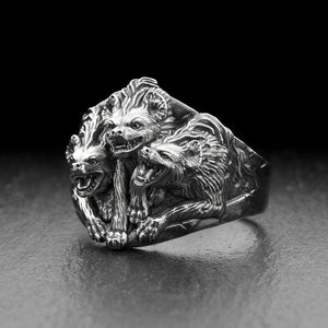 Sterling Silver Ring Honey Badger, Animal Ring, Honey Badger