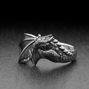 Sterling Silver Dragon Ring: Handmade Fantasy Jewelry