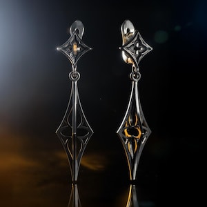 Gothic Stiletto Earrings, Sterling Silver Spike Drop, Vampire Needle Dangle, Edgy Weapon Jewelry, Long Sharp Earring, Dark Academia