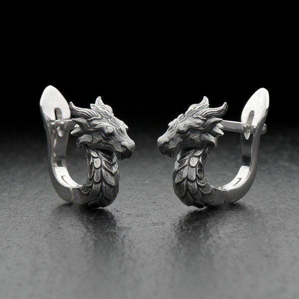 Sterling Silber Drachen Ohrringe, Drachen Schmuck, handgemachte Ohrringe, Fantasy-Liebhaber Geschenk, Drachen Liebhaber Schmuck, einzigartiger Schmuck