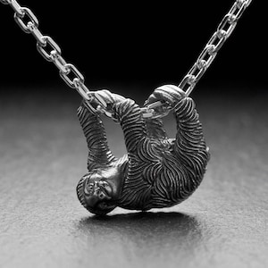 Sterling Silver Pendant Sloth, Handmade Animal Pendant, Animal Necklace, Sloth Lovers Gift, Animal Lovers Jewelry