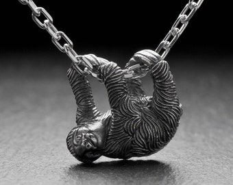 Sterling Silver Pendant Sloth, Handmade Animal Pendant, Animal Necklace, Sloth Lovers Gift, Animal Lovers Jewelry