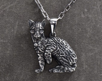 Sterling Silver Pendant Ocelot, Wild Cat Jewelry, Handmade Ocelot Necklace, Wild Nature Gift, Wild Cat Lovers Pendant, Gift Idea