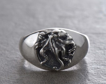 Sterling Silver Ring Octopus, Handmade Octopus Jewelry, Squid Ring, Sea Lovers Gift, Sea Creature Lovers Gift, Animal Ring, Gift Idea