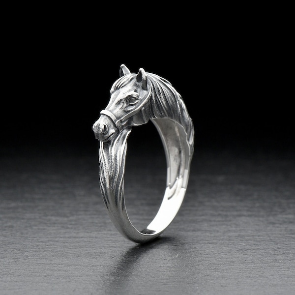 Sterling Silver Horse Ring, Animal Jewelry, Handmade Animal Ring, Horse Lover Gift, Silver Ring Equine, Gift for the Rider, Horse Jewelry