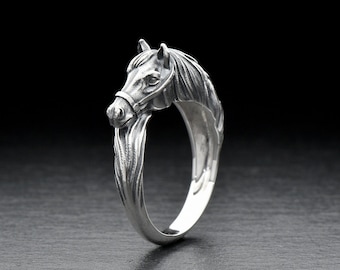 Sterling Silver Horse Ring: Handmade Animal Jewelry Gift