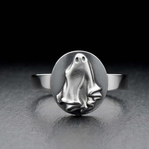 Sterling Silver Ring Ghost, Mystical Jewelry, Adjustable Ghost Signet Ring, 925 Sterling Silver Ring, Haunted Jewellery, Gift For Her