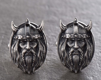 Sterling Silver Cufflinks Viking , Mens Gift, Unusual Jewelry, Handmade Jewelry, Unique Cufflinks, Wedding Jewelry, Norse Mythology Jewelry