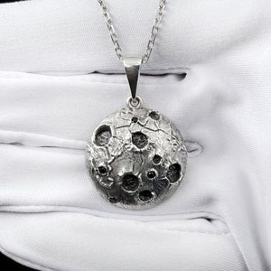 Sterling Silver Pendant Moon, Space Necklace, Moon Lovers Gift, Space Jewelry, Handmade Space Pendant, Space Lovers Jewelry, Gift Idea
