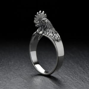 Sterling Silver Rooster Ring: Animal Totem Jewelry, Confidence Talisman