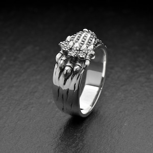 Sterling Silver Dragon Claw Ring: Gothic Medieval Statement Jewelry