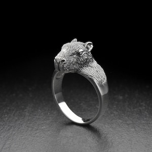 Capybara Ring aus 925er Silber: Handgemachter Tierschmuck