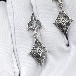 Sterling Silver Gothic Earrings, Medieval Jewelry, Witchy Earrings, Gothic Gift for Goth Girl, Handmade Vintage Earrings, Womens Gift