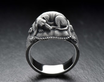 Sterling Silver Dachshund Ring, Dachshund jewelry, Dog silver ring, Dachshund Lovers Gift,  Dog Lovers Ring, Handmade Animal Ring