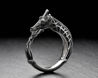 Sterling Silver Giraffe Ring: Handmade Animal Jewelry