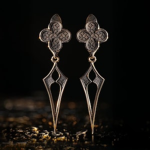 Oxidized Sterling Silver Gothic Earrings: Handmade Medieval Jewelry