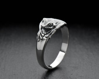 Sterling Silver Silver Ring Frog, Animal Jewelry, Frog Jewelry, Handmade Animal Ring,  Frog Lovers Gift, Animal Lovers Jewelry