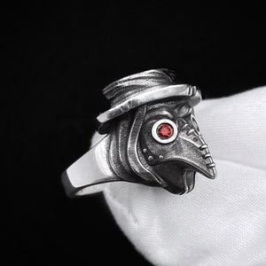 Sterling Silver Ring Plague Doctor, Gothic Ring, Gothic Lovers Gift, Holiday Gift, Handmade Gothic Jewelry, Mystical Jewelry, Elegance Ring