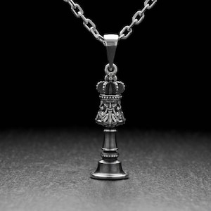 Sterling Silver Pendant Chess Piece King, Handmade Pendant Chess, Pendant Chess Piece, Chess Lovers Gift, Gift for a Chess Player