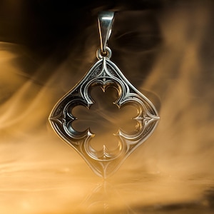 Sterling Silver Gothic Pendant, Uniquely Designed Vintage Jewelry, Holiday Gift, Handmade Medieval Pendant, Goth Necklace, Gothic Jewelry