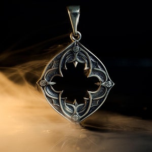 Sterling Silver Gothic Pendant Uniquely Designed Vintage Jewelry Holiday Gift Handmade Medieval Pendant Goth Necklace Gothic Jewelry