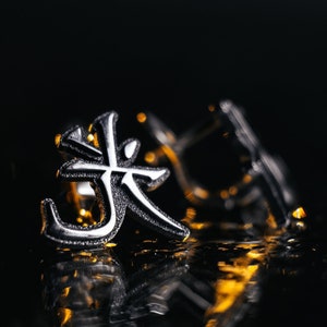 Sterling Silver Chinese Character Earrings: Handmade Asia Gift