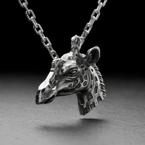 Handmade Sterling Silver Giraffe Pendant Necklace: Animal Lover Jewelry