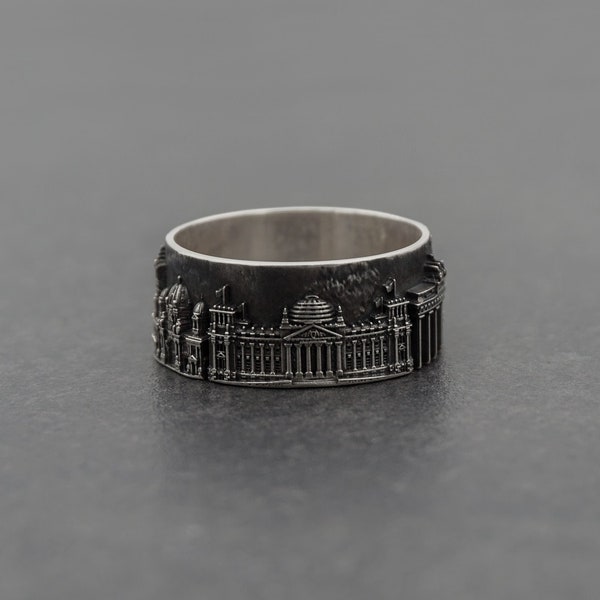 Sterling Silver Berlin Cityscape Ring, Germany City Ring, Travel Statement Ring, Architecture Design, Europe Silver Ring, Gift Idea