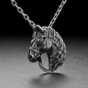Sterling Silver Horse Head Pendant, Horse Lovers Gift, Horse Head Necklace, Horse Pendant, Handmade Animal Jewelry, Animal Lovers Jewelry