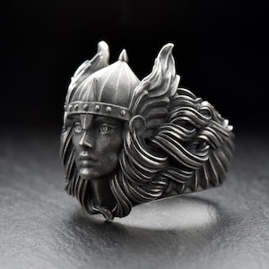 Sterling Silver Valkyrie Ring, Goddess Freya, Odin Ring, Valkyrie Jewelry, Nord Ring, Norse Mythology, Mythology Lovers Gift, Viking Ring