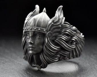 Sterling Silver Valkyrie Ring: Norse Mythology Viking Jewelry