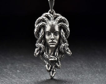 Sterling Silver Medusa Necklace: Handmade Gorgon Pendant, Ancient Greece Jewelry