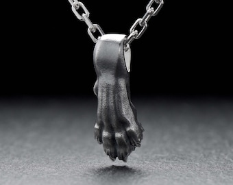 Sterling Silver Wolf Paw Pendant Necklace, Handmade Animal Jewelry for Men & Women, Unique Wolf Lovers Gift, Nature Inspired Totem Amulet