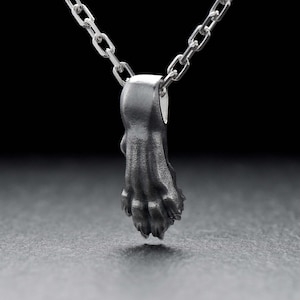 Sterling Silver Wolf Paw Pendant Necklace: Nature Totem Amulet