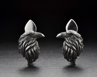 Geoxideerde sterlingzilveren kraaienoorbellen: gotische raafsieraden